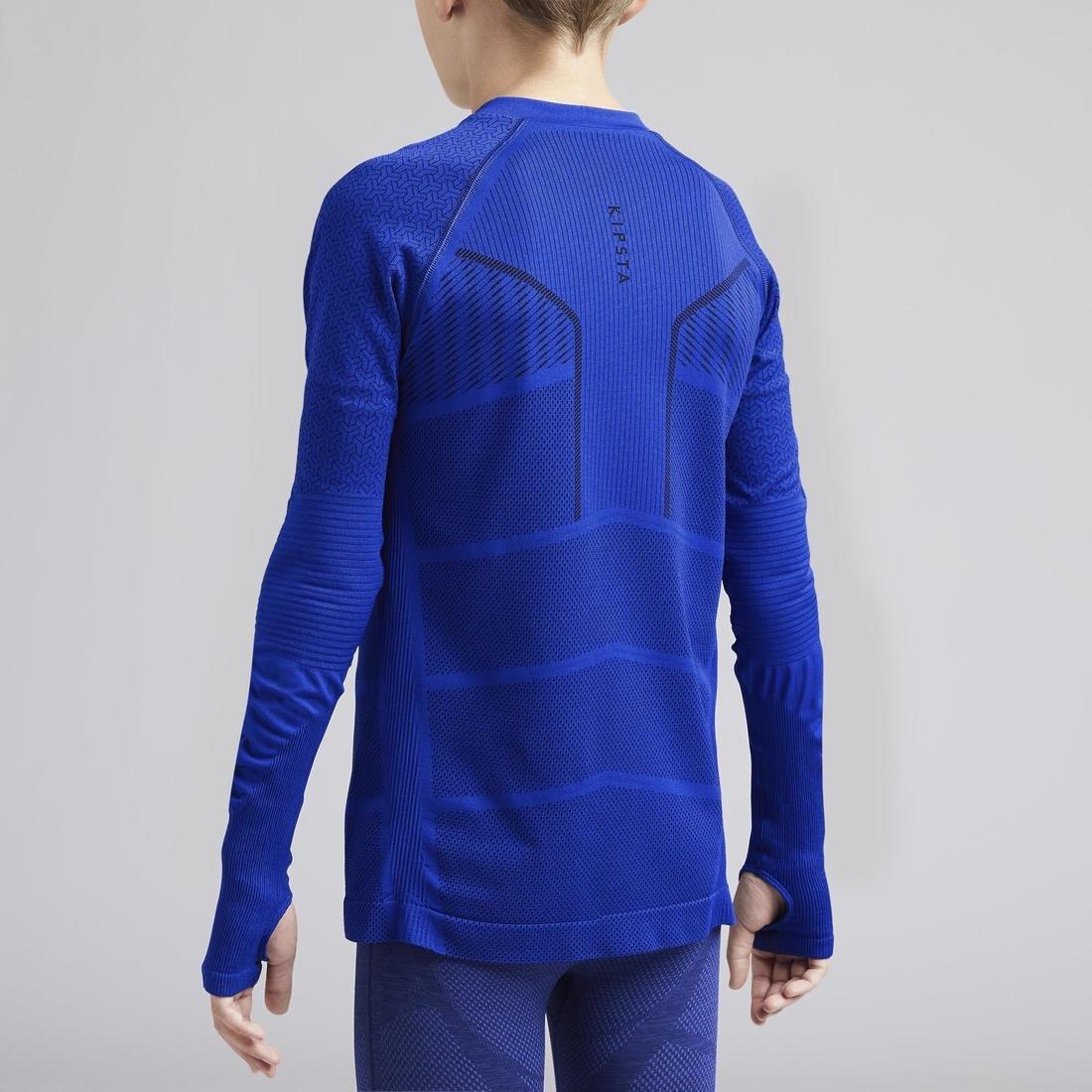 Kids Long-Sleeved Base Layer Football Top - Mottled, Bright Indigo, No Color, large image number 5
