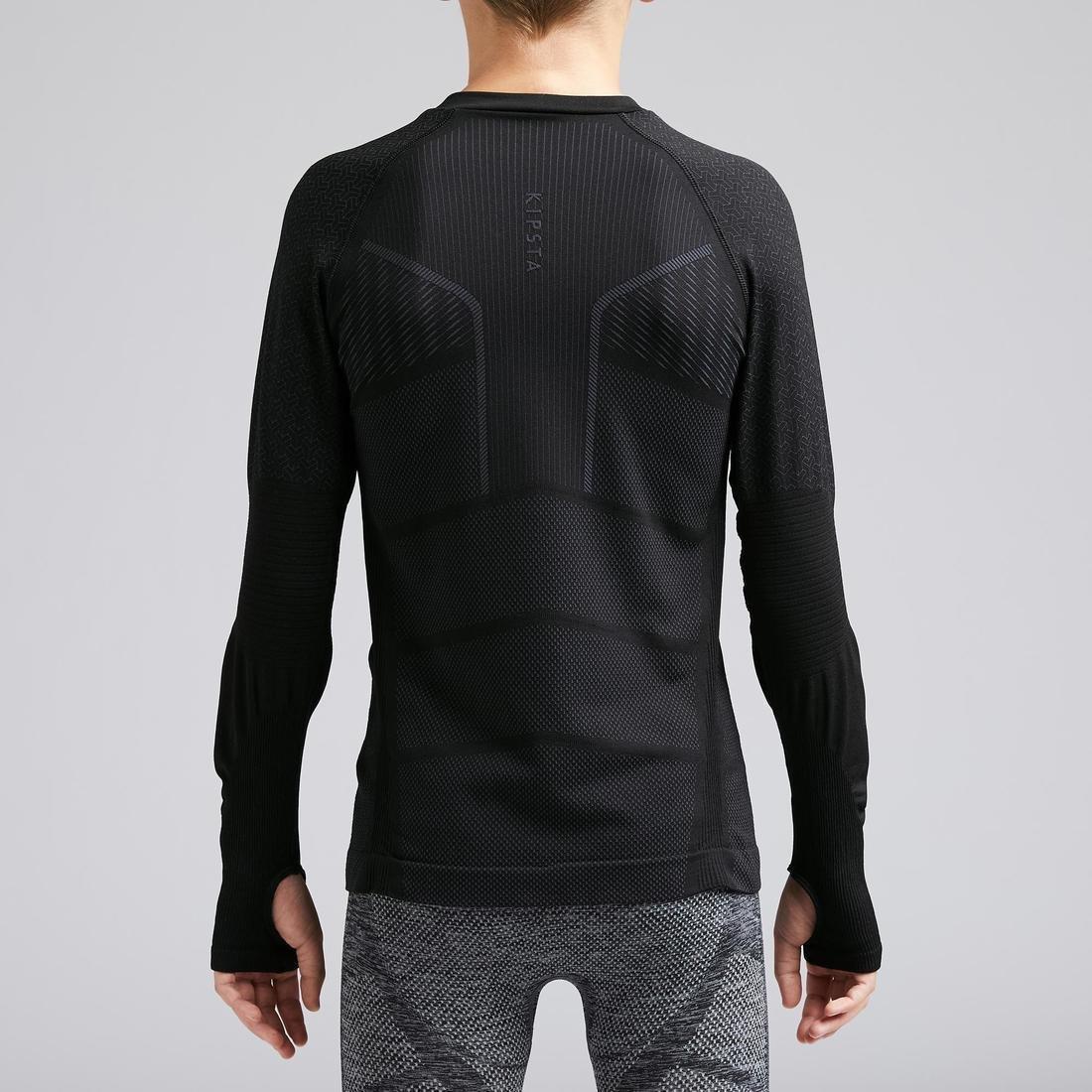Kids Long-Sleeved Base Layer Football Top, Black, , large image number 3