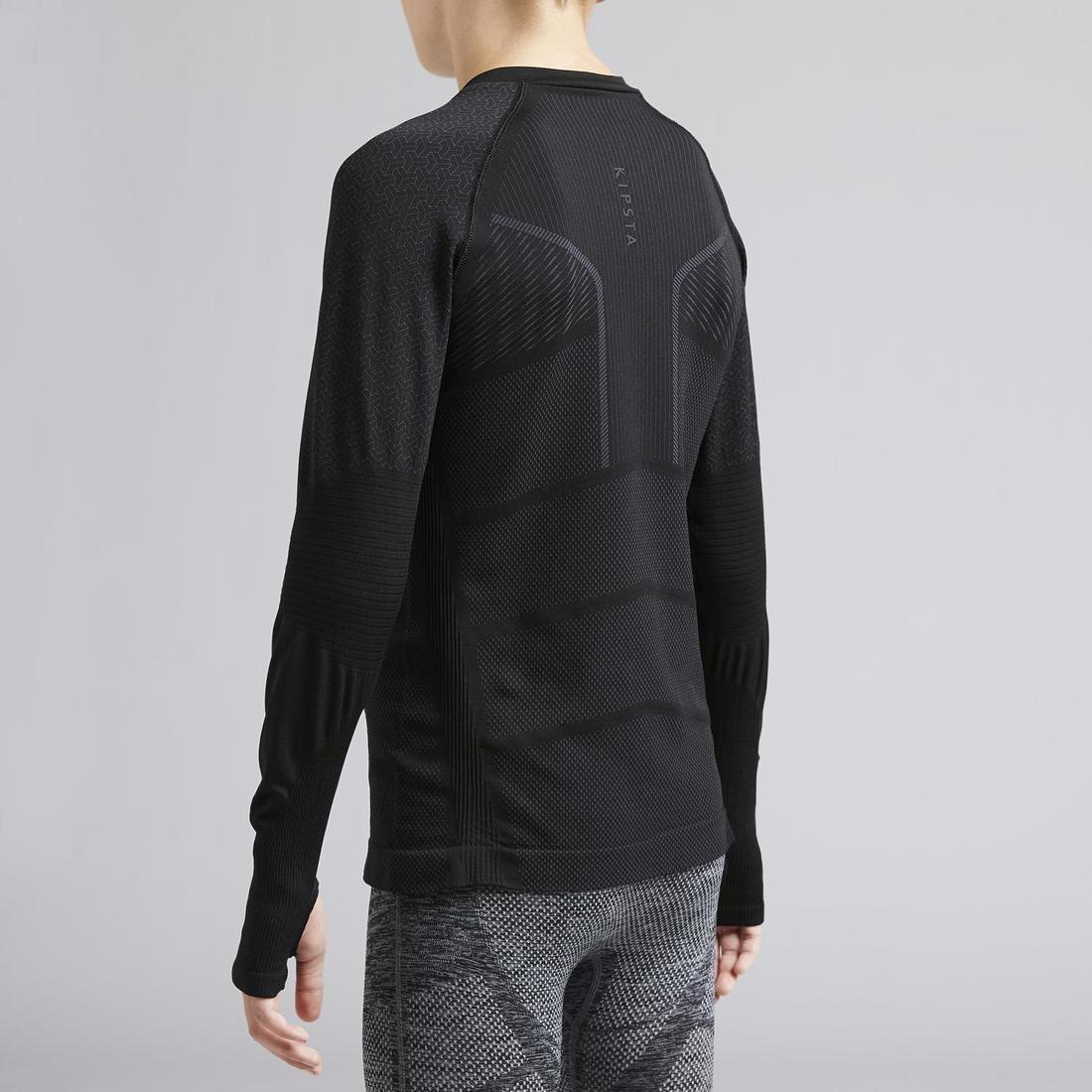 Kids Long-Sleeved Base Layer Football Top, Black, , large image number 4