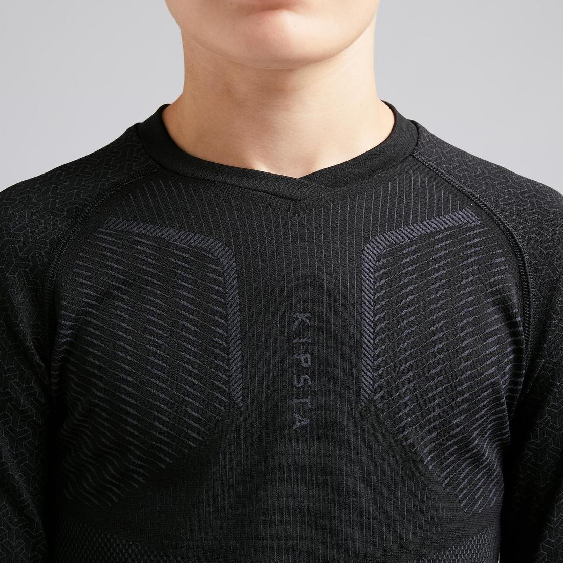 KIPSTA - Kids Long-Sleeved Base Layer Football Top, Black