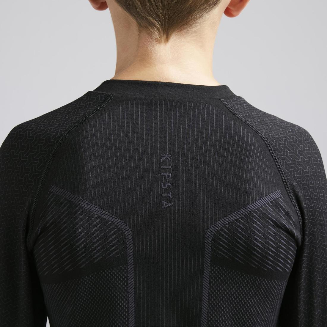 KIPSTA - Kids Long-Sleeved Base Layer Football Top, Black