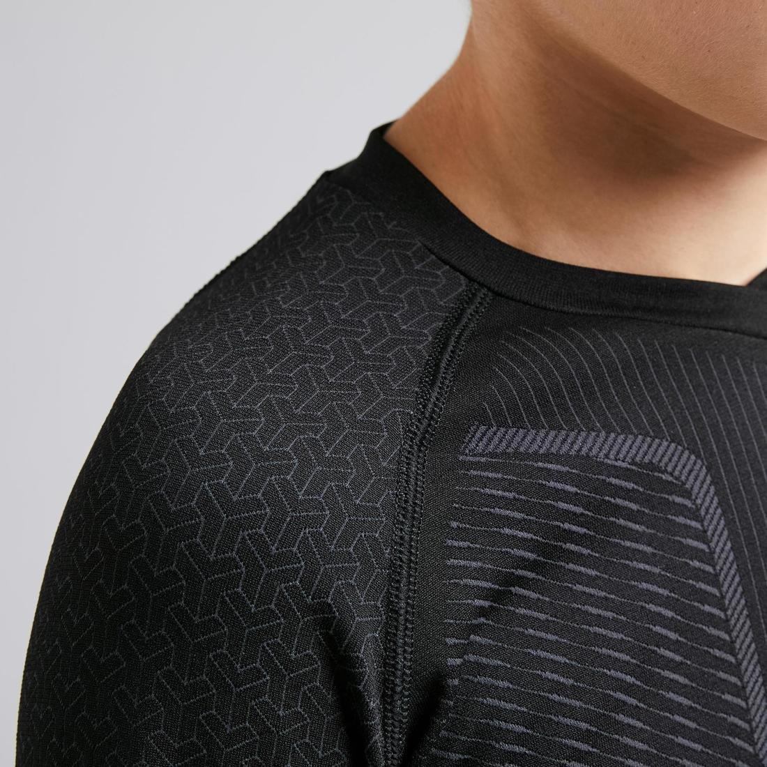 Kids Long-Sleeved Base Layer Football Top, Black, , large image number 7