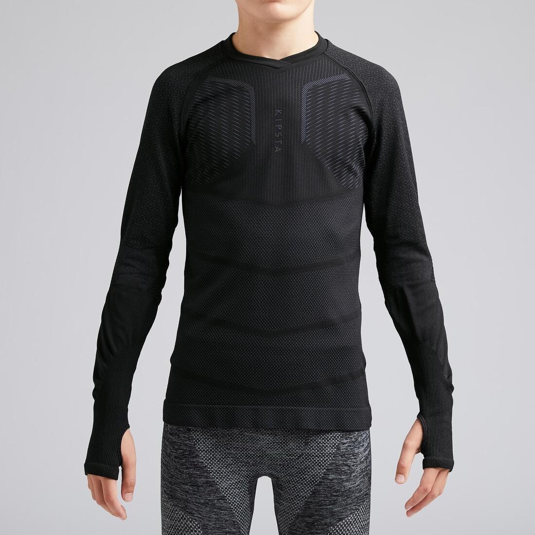 Kids Long-Sleeved Base Layer Football Top, Black, , large image number 11
