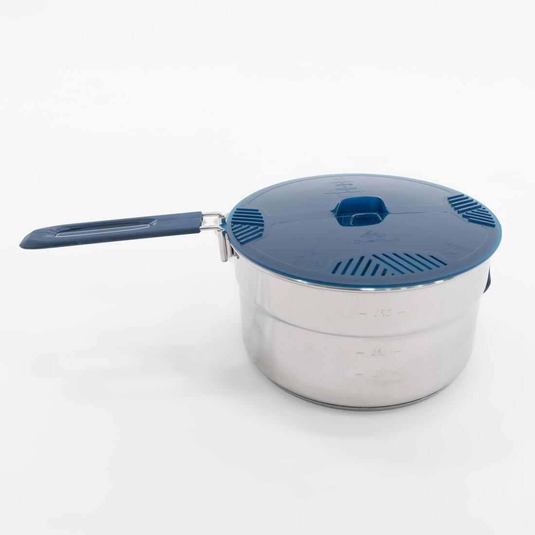 Hiker's Camping Stainless Steel Cooking Set MH100 4 People, Dark Grey, No Color, medium