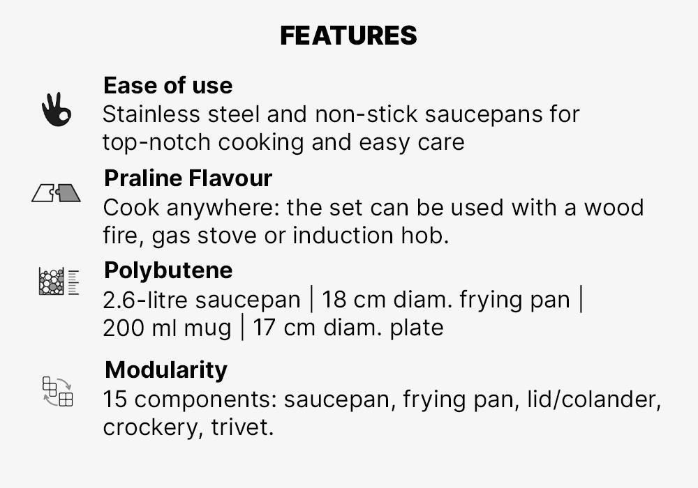 Hiker's Camping Stainless Steel Cooking Set MH100 4 People, Dark Grey, No Color, medium