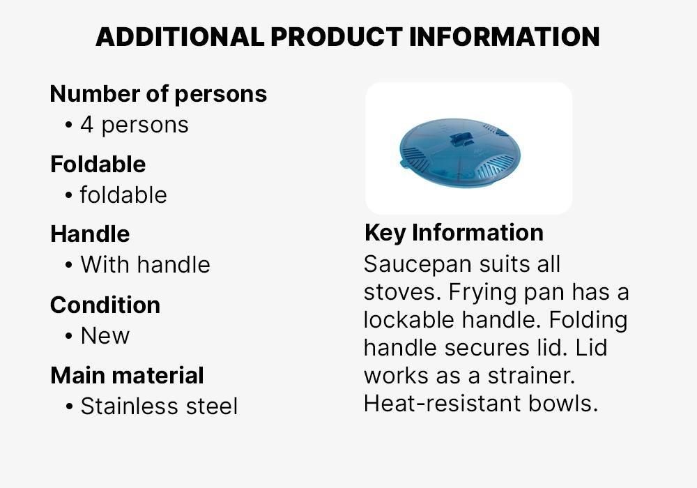 Hiker's Camping Stainless Steel Cooking Set MH100 4 People, Dark Grey, No Color, medium