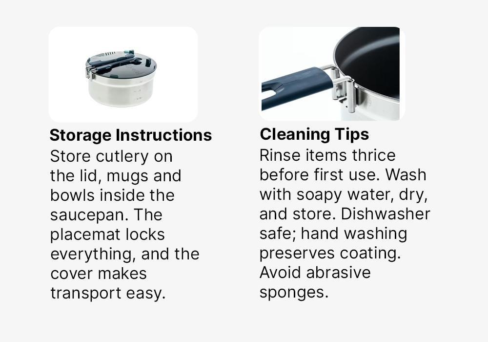 Hiker's Camping Stainless Steel Cooking Set MH100 4 People, Dark Grey, No Color, medium