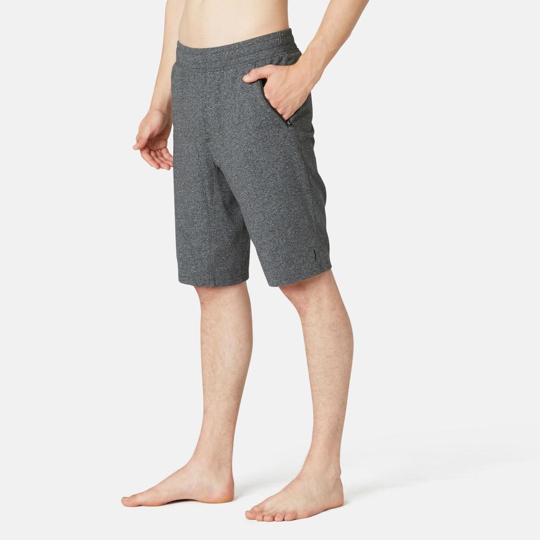 FitnessLong Slim-Fit StretchCotton Shorts With Zip Pockets, Dark Grey, , large image number 0