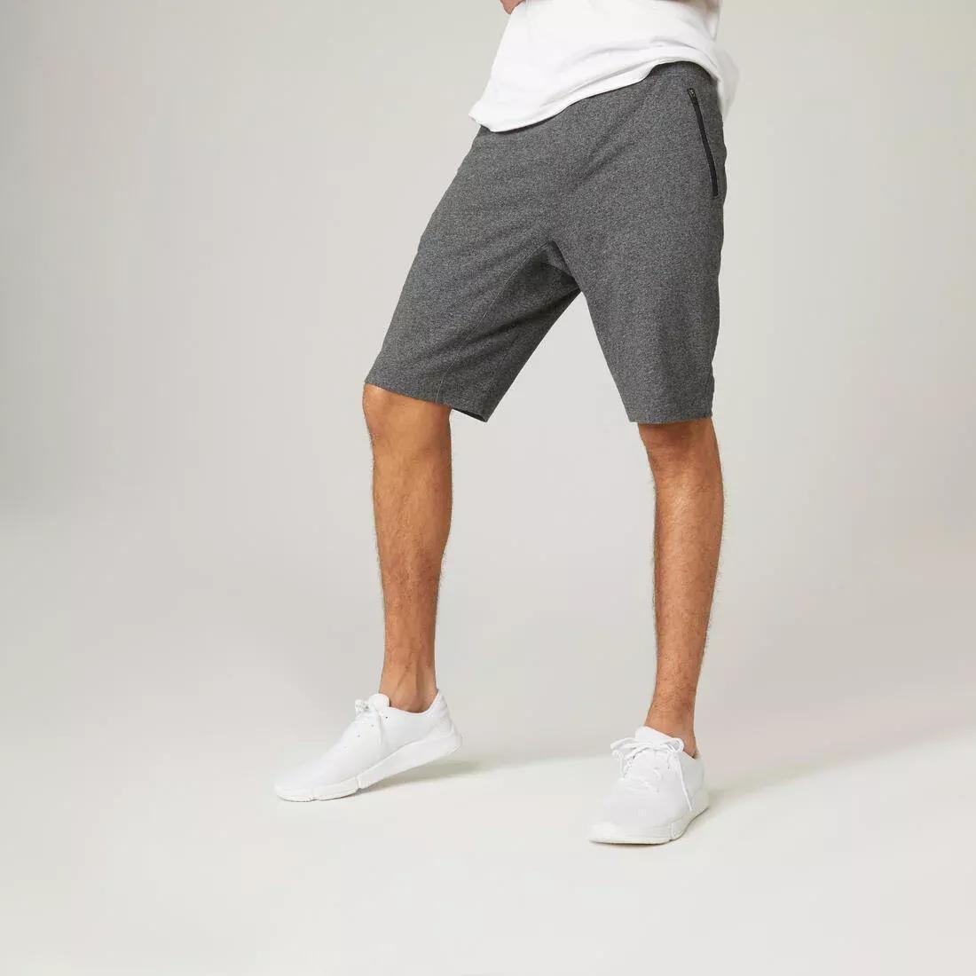 FitnessLong Slim-Fit StretchCotton Shorts With Zip Pockets, Dark Grey, , large image number 1