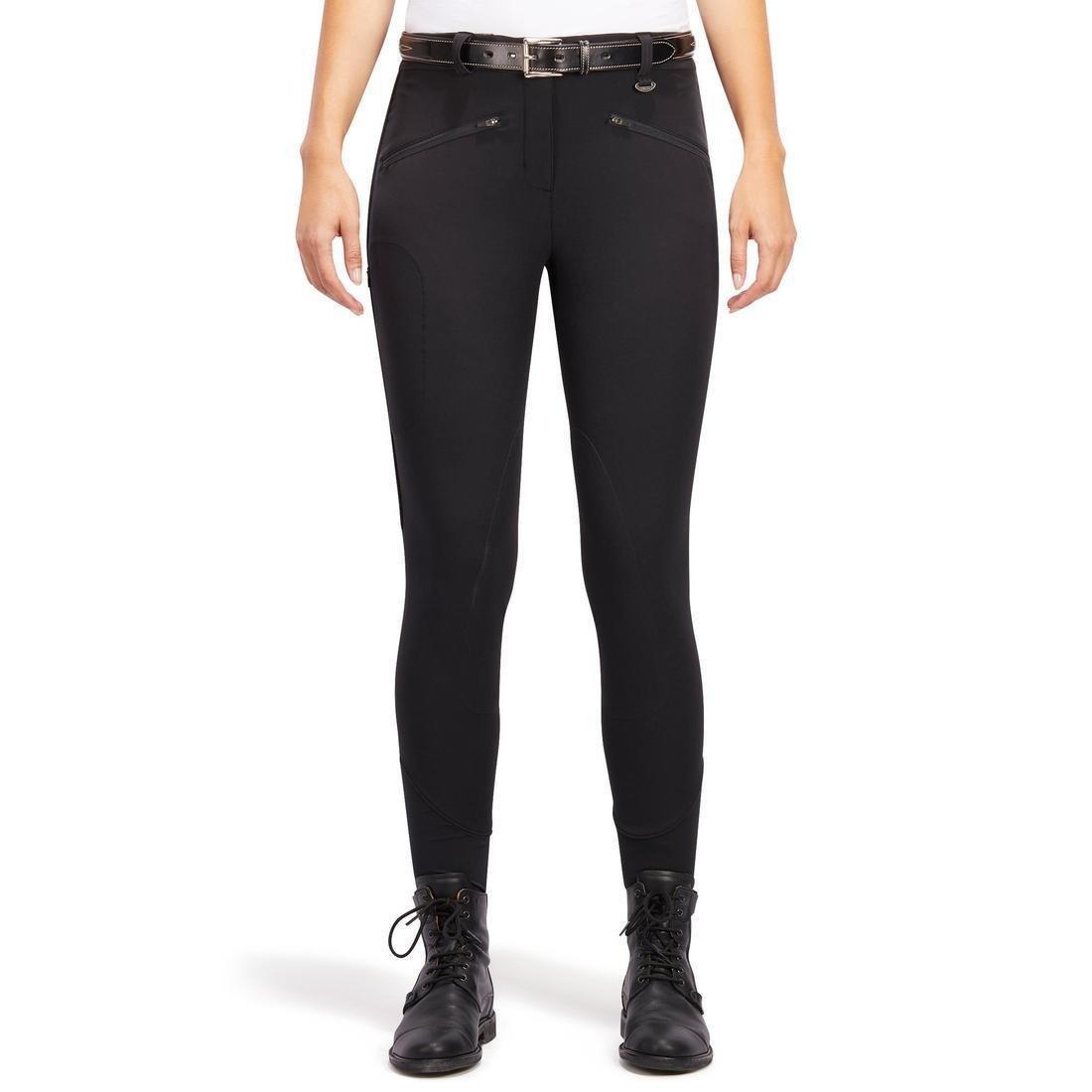 500 Mesh Women's Lightweight Horse Riding Jodhpurs, Black, No Color, large image number 2
