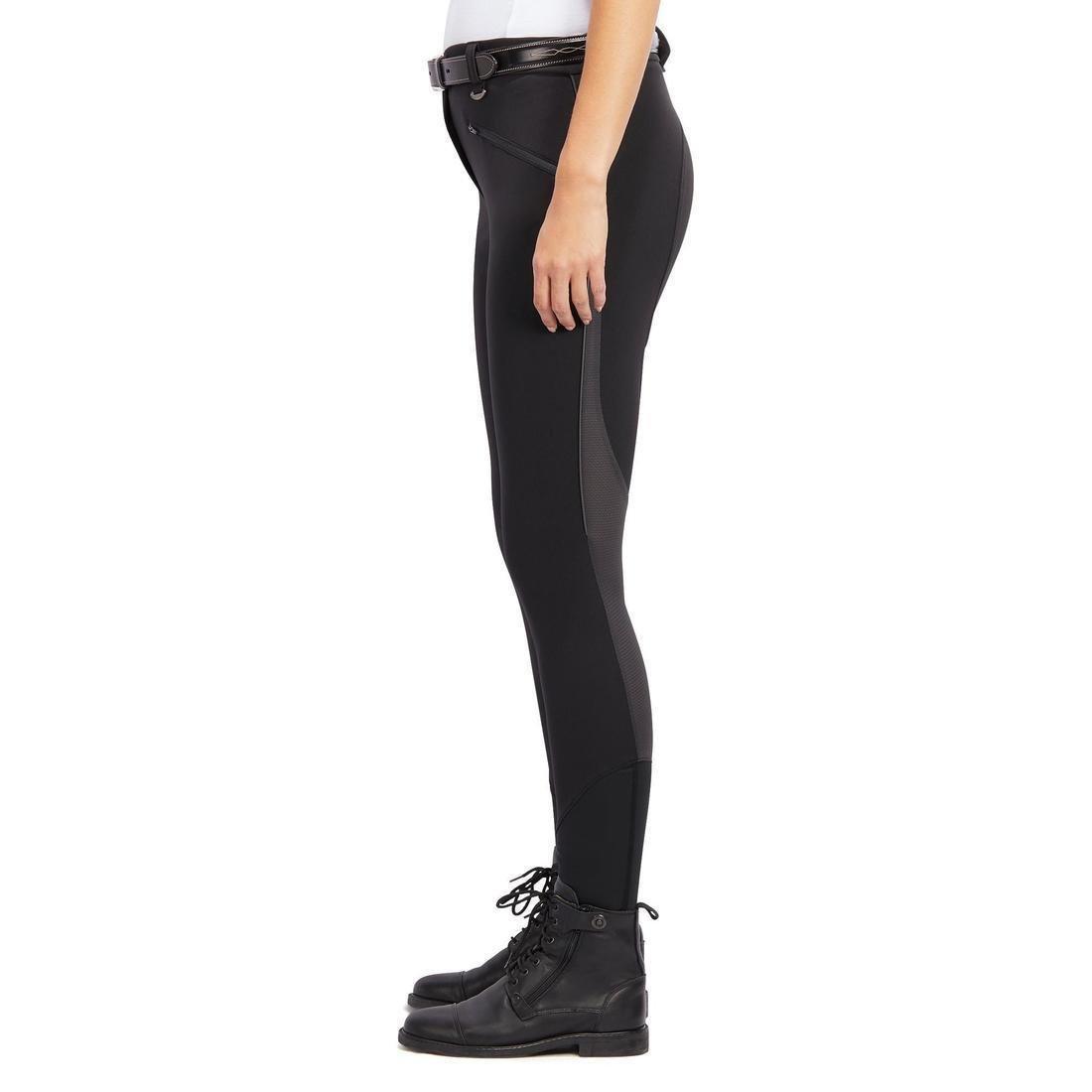 500 Mesh Women's Lightweight Horse Riding Jodhpurs, Black, No Color, large image number 5