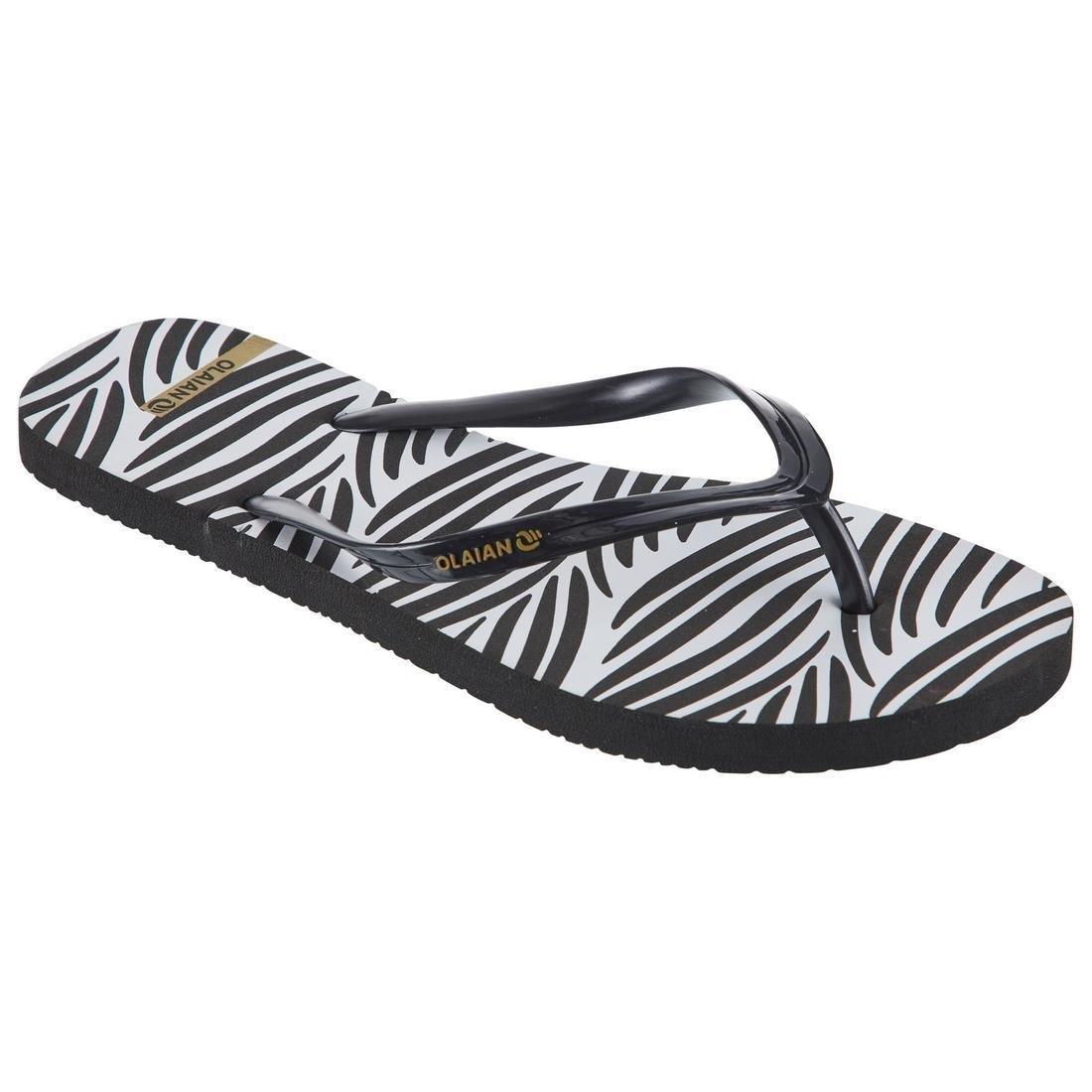 TO100 Women's Flip-Flops, Maupiti Print, Black, No Color, large image number 0
