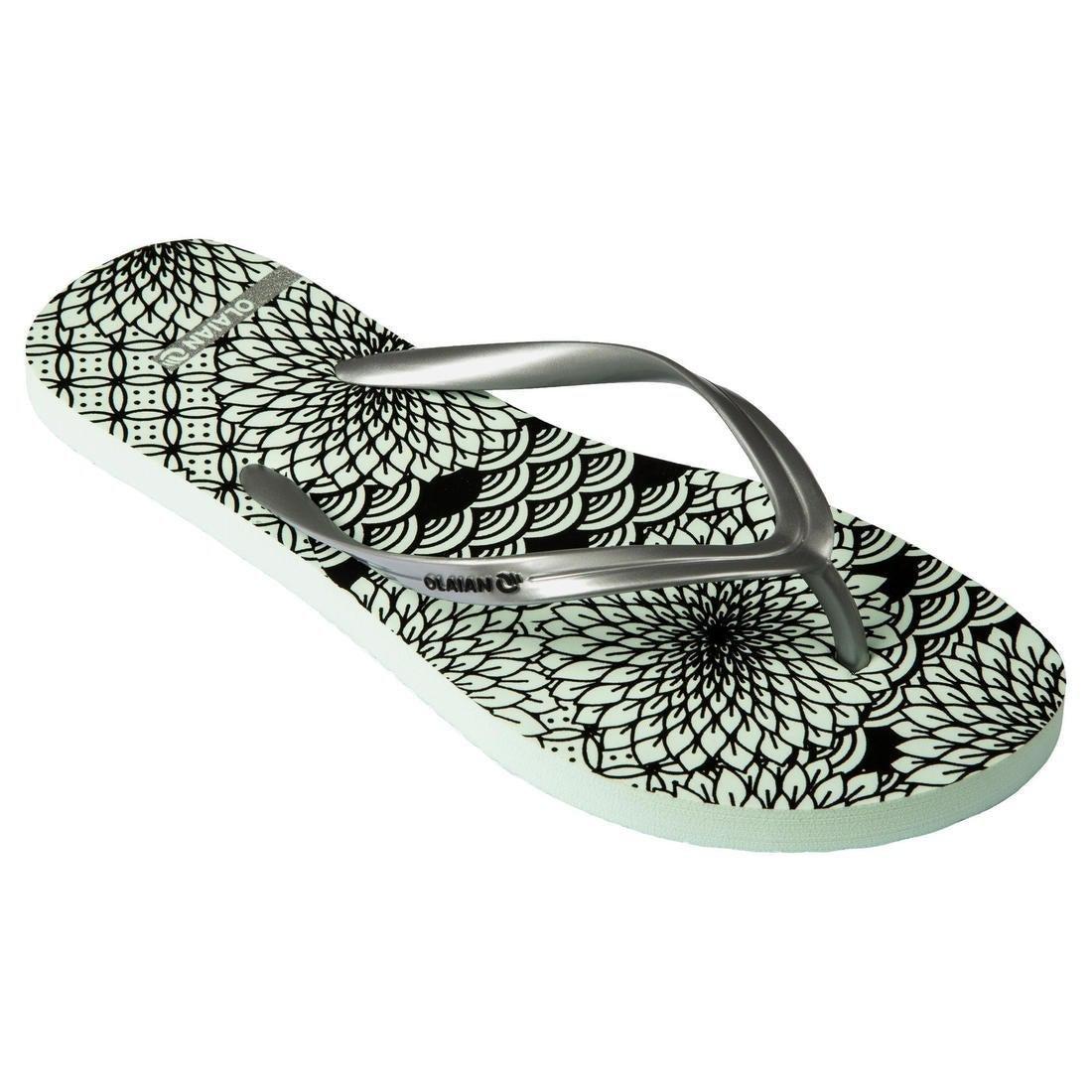TO100 Women's Flip-Flops, Maupiti Print, Black, No Color, large image number 1