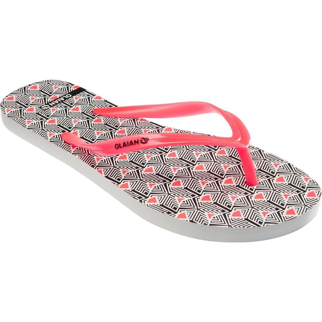 TO100 Women's Flip-Flops, Maupiti Print, Black, No Color, large image number 5