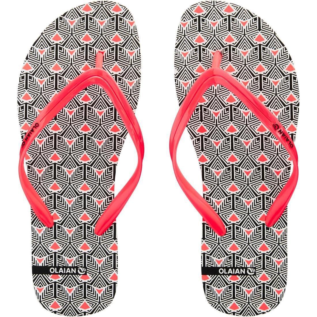 TO100 Women's Flip-Flops, Maupiti Print, Black, No Color, large image number 6