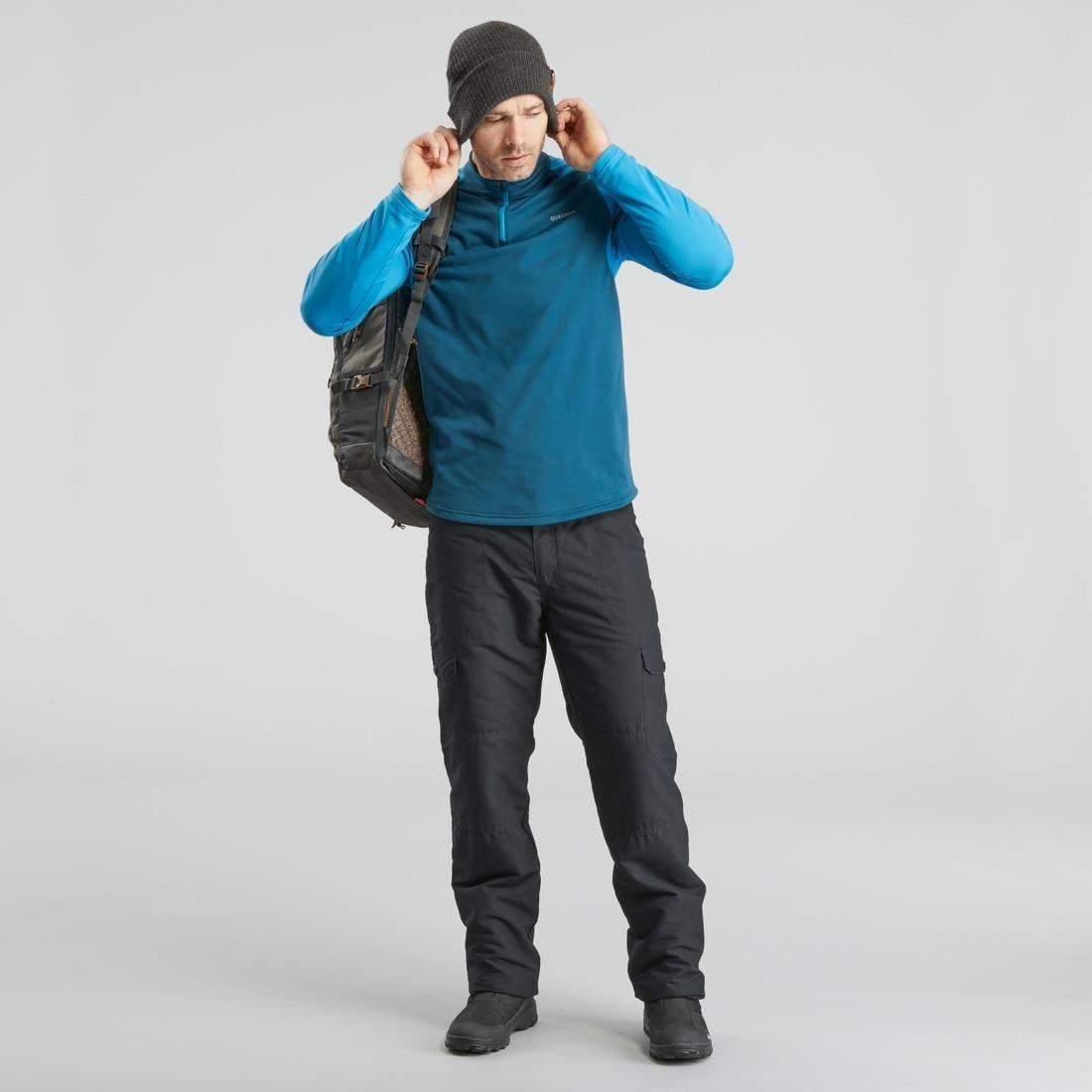 PRUSSIAN BLUE Men's hiking long-sleeved warm T-shirt - SH100, , large image number 1