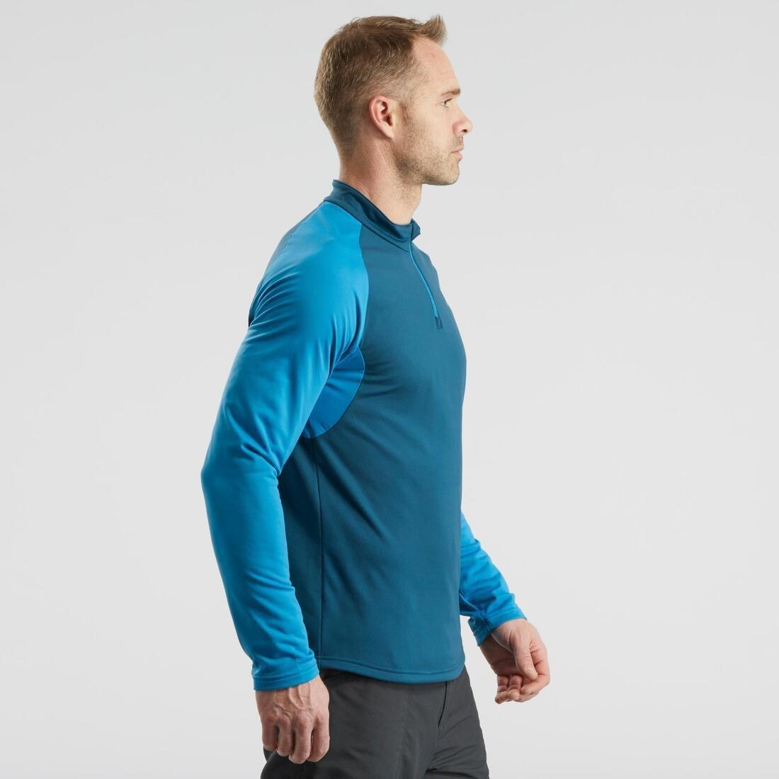 PRUSSIAN BLUE Men's hiking long-sleeved warm T-shirt - SH100, , large image number 2