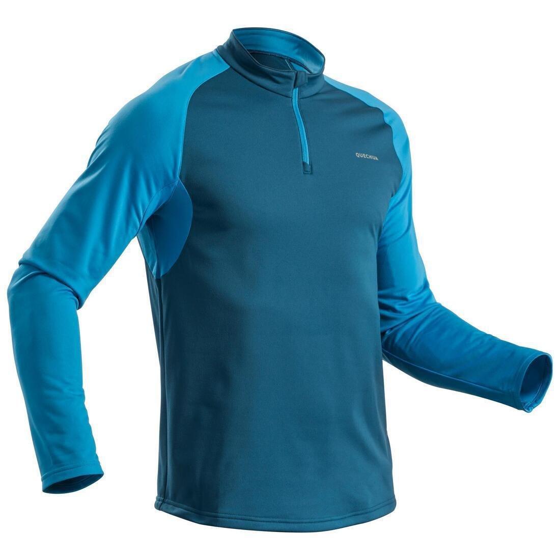 QUECHUA - Men's Long-sleeved Warm Hiking T-shirt - SH100, Prussian blue