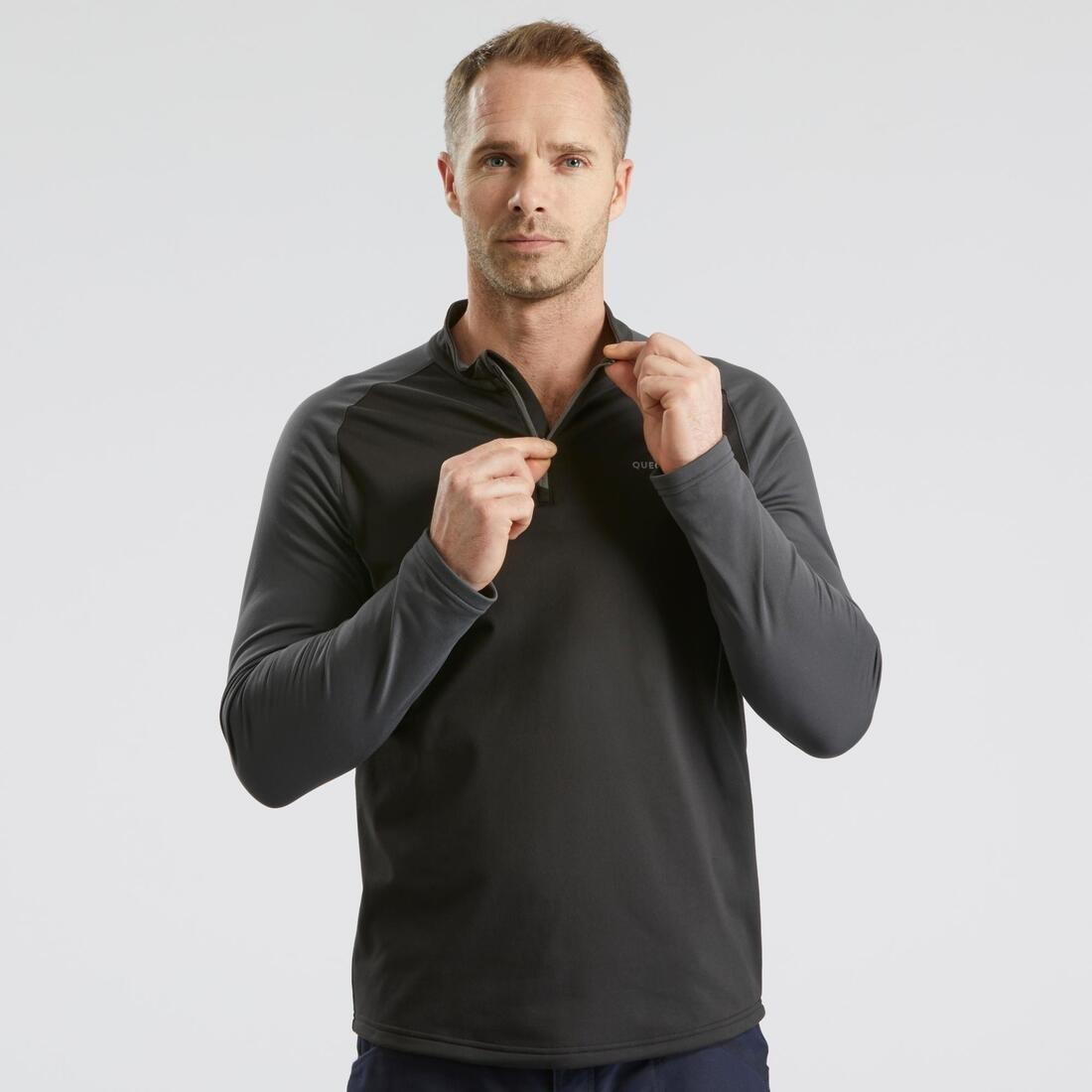 PRUSSIAN BLUE Men's hiking long-sleeved warm T-shirt - SH100, , large image number 10