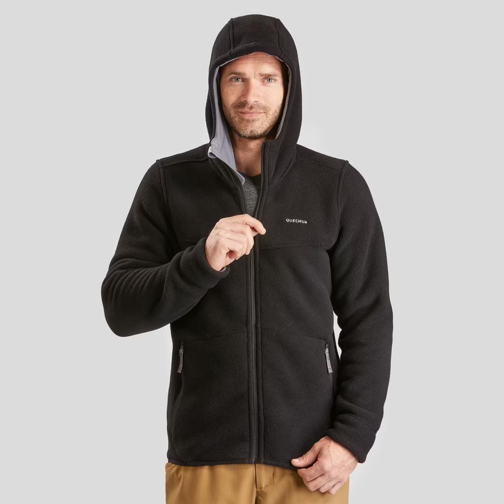 Men Warm Hiking Fleece Jacket Sh500, Black, No Color, medium