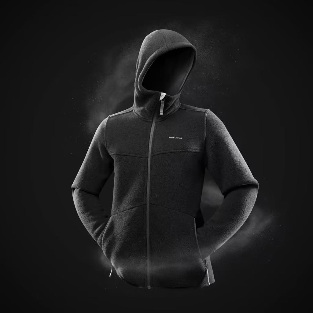 Men Warm Hiking Fleece Jacket Sh500, Black, , large image number 4