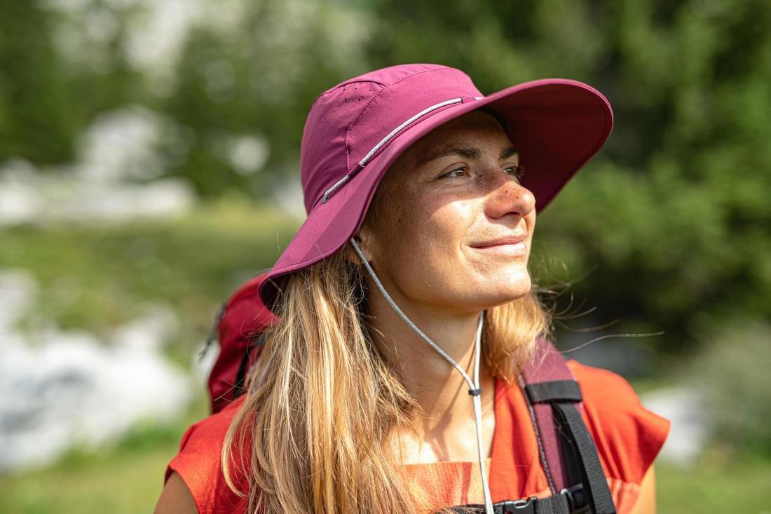 Women's Anti-Uv Mountain Trekking Hat |Trek 500, Purple, No Color, large image number 8