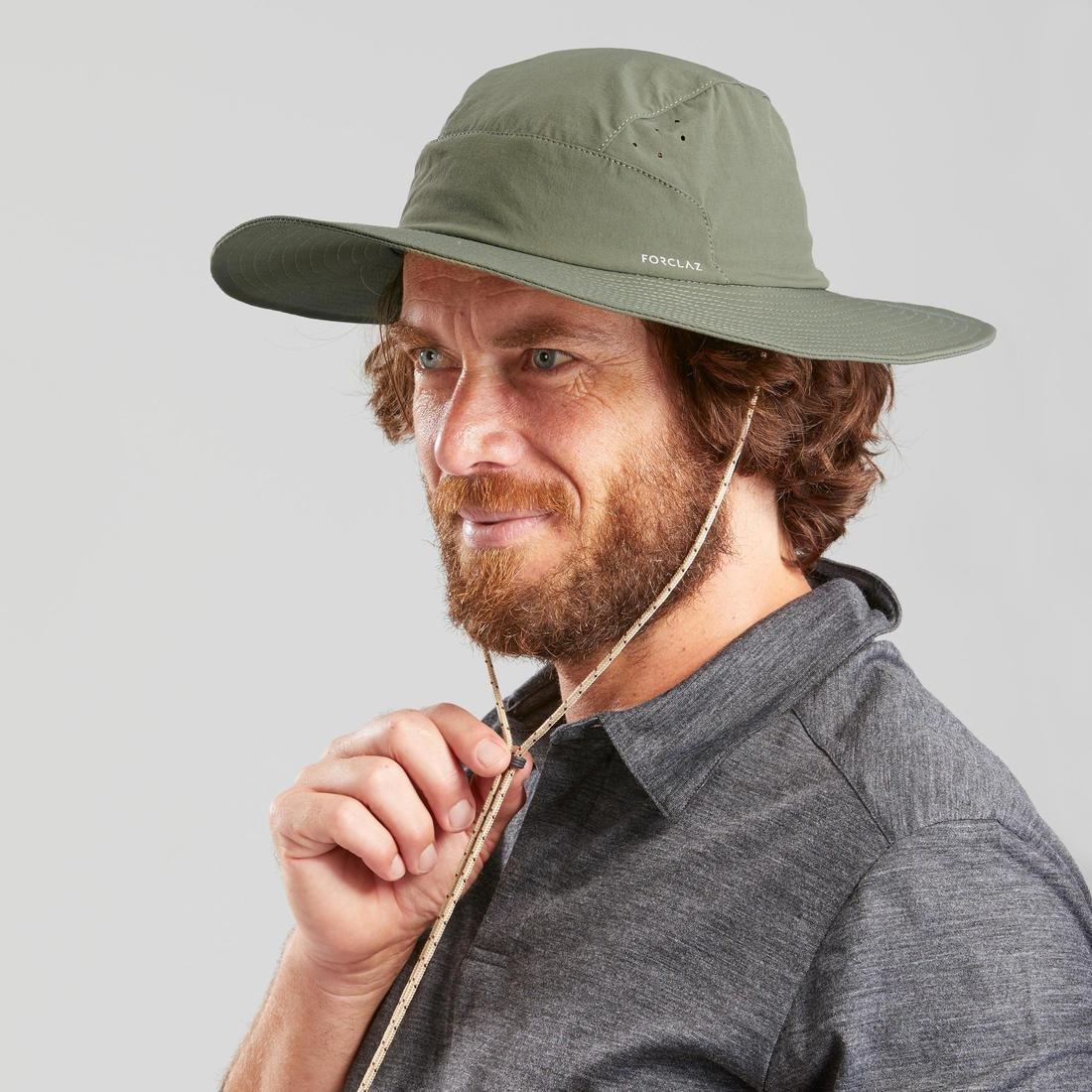 FORCLAZ - Men's Anti-UV Mountain Trekking Hat - TREK 500, Dark Ivy Green