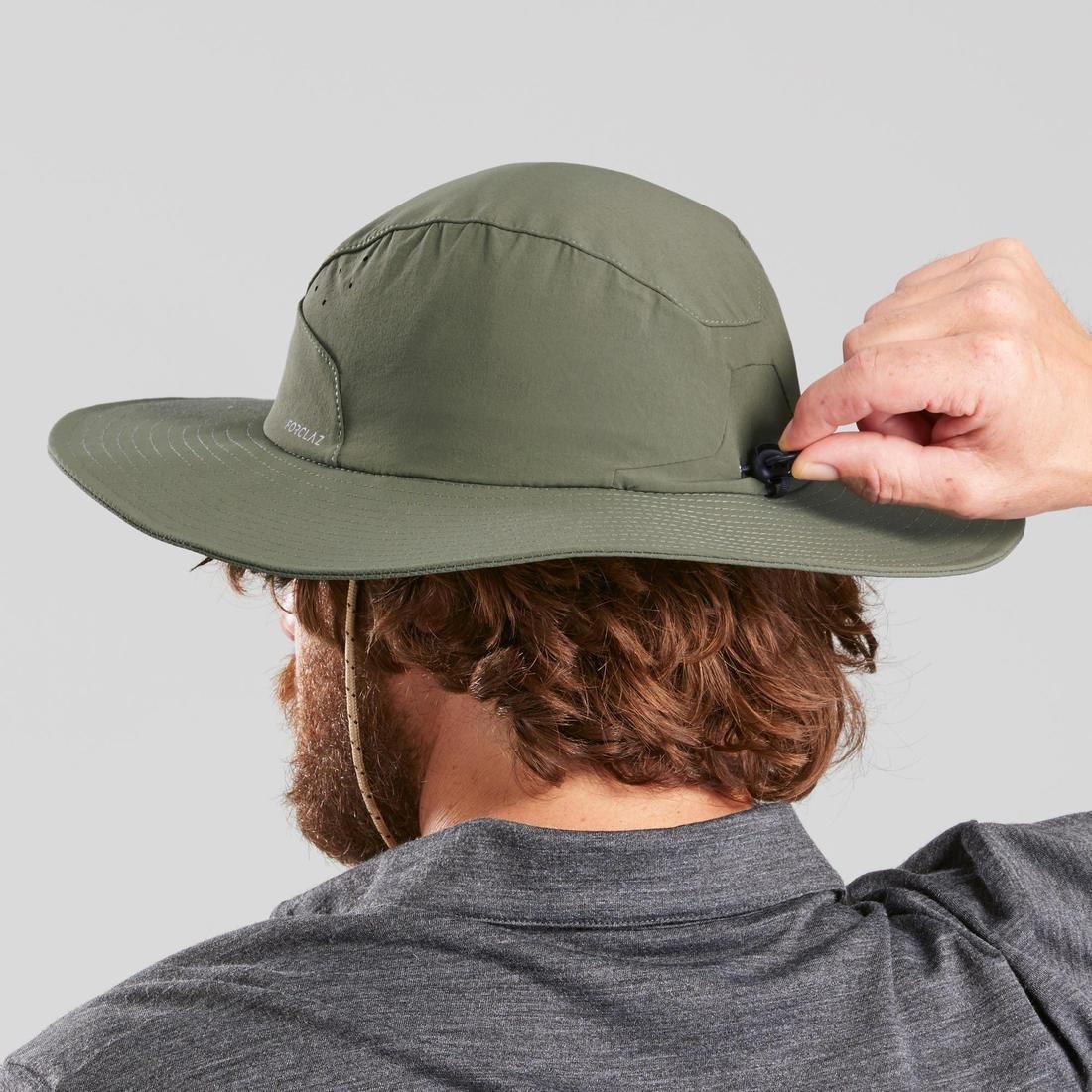 Men's Anti-UV Mountain Trekking Hat - TREK 500, Dark Ivy Green, No Color, medium