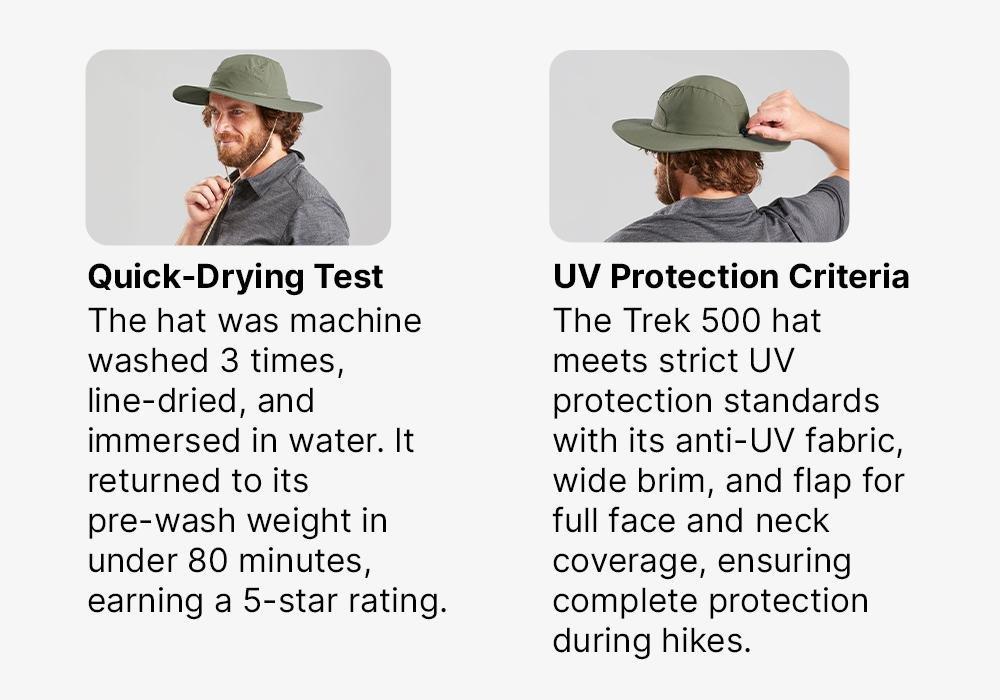 Men's Anti-UV Mountain Trekking Hat - TREK 500, Dark Ivy Green, No Color, medium