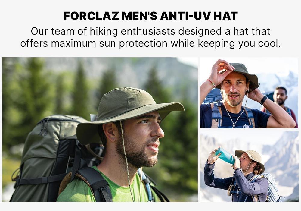 Men's Anti-UV Mountain Trekking Hat - TREK 500, Dark Ivy Green, No Color, medium