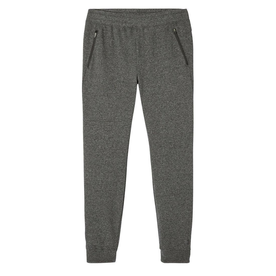 DOMYOS - Fitness Slim-Fit Jogging Bottoms with Zip Pockets, Dark Grey