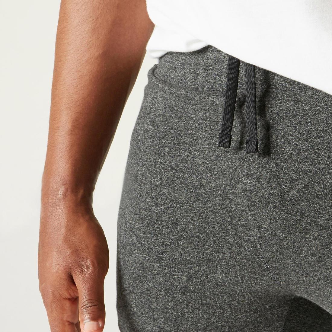 Fitness Slim-Fit Jogging Bottoms with Zip Pockets, Dark Grey, , large image number 3