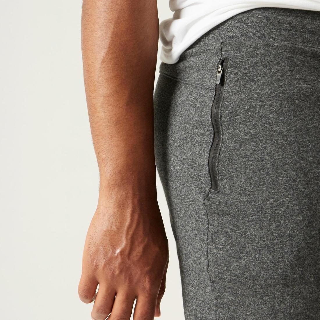 Fitness Slim-Fit Jogging Bottoms with Zip Pockets, Dark Grey, , large image number 4