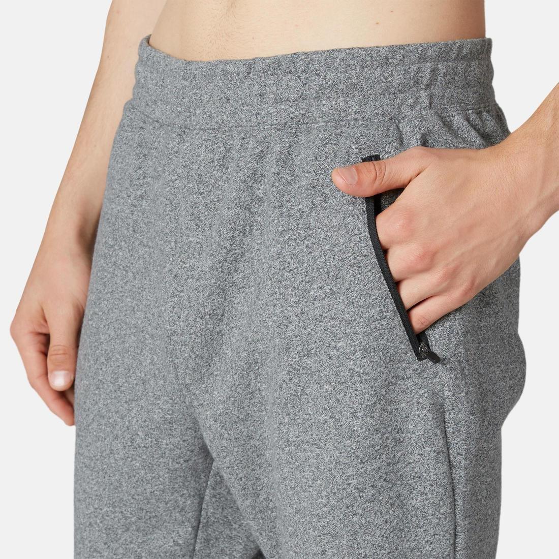 DOMYOS - Fitness Slim-Fit Jogging Bottoms with Zip Pockets, Dark Grey