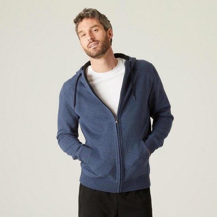 DOMYOS - Brushed Jersey Gym and Pilates Hoodie, Blue