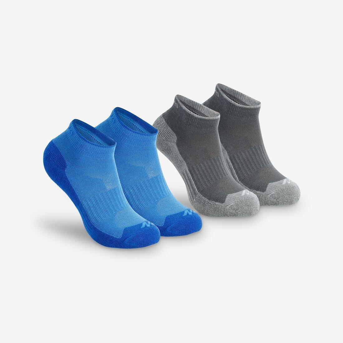 QUECHUA - Kids Low Hiking Socks Mh100 2-Pack, Blue