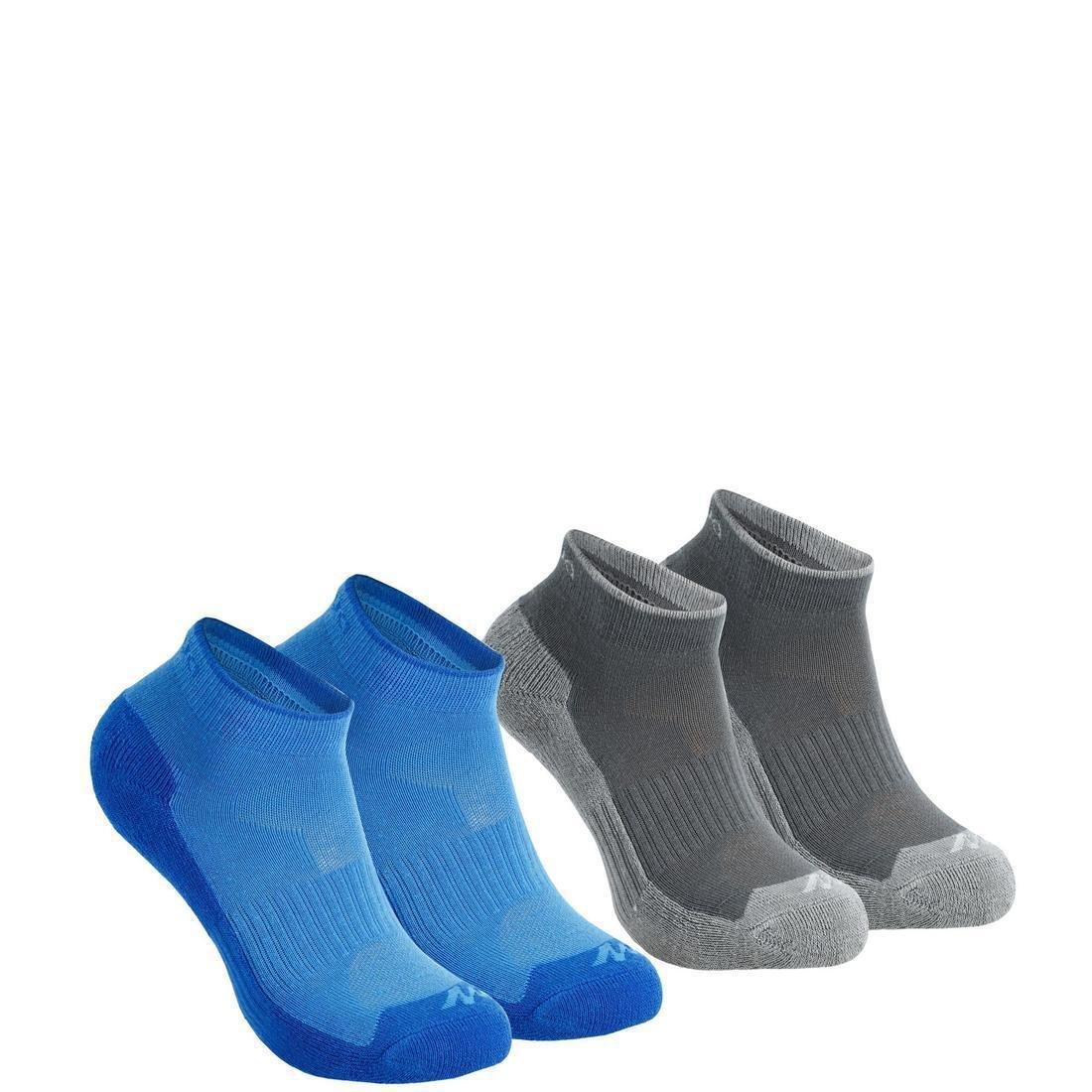 QUECHUA - Kids Low Hiking Socks Mh100 2-Pack, Blue