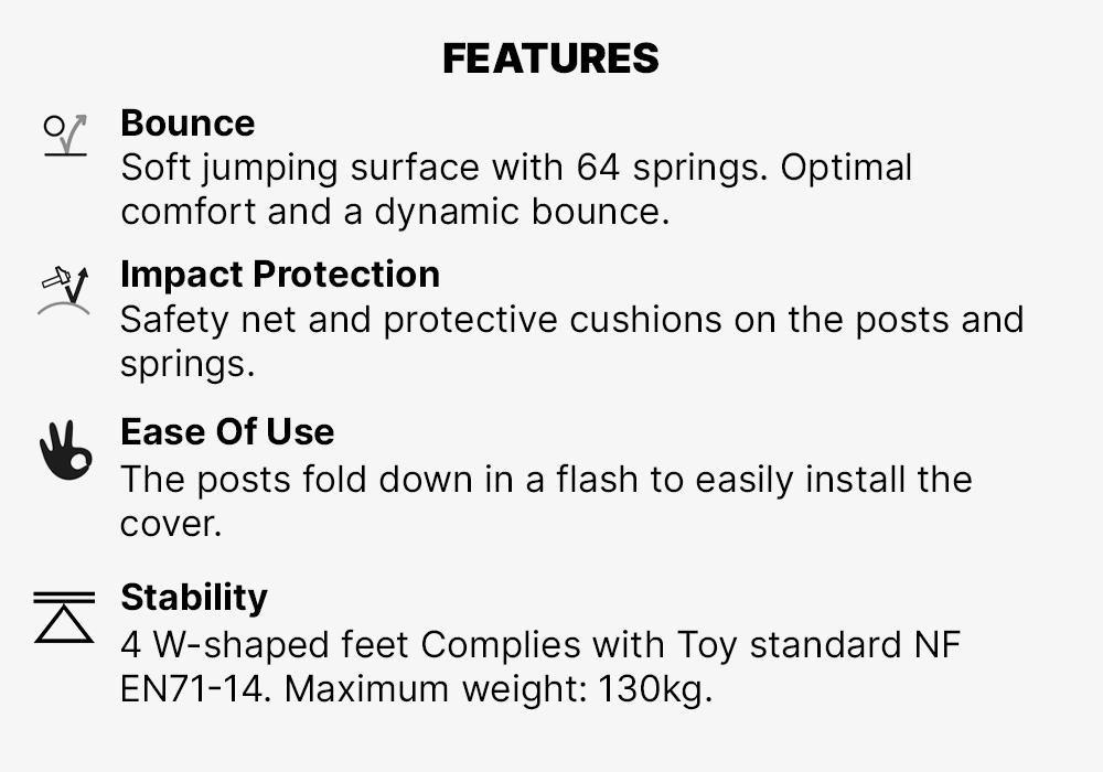 Octagonal Trampoline With Safety Net 300, Black, No Color, large image number 14