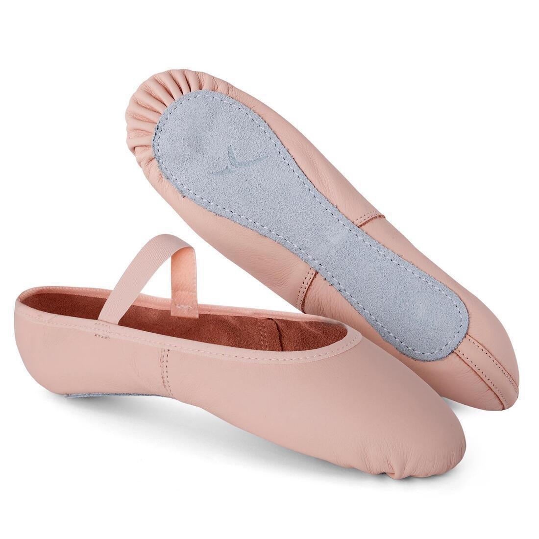 Strapless Leather Full Sole Demi-Pointe Shoes, Desert Rose, No Color, large image number 0