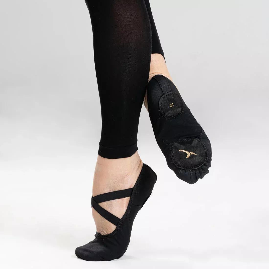 Stretch Canvas Split-Sole Demi-Pointe Ballet, Black, No Color, large image number 0