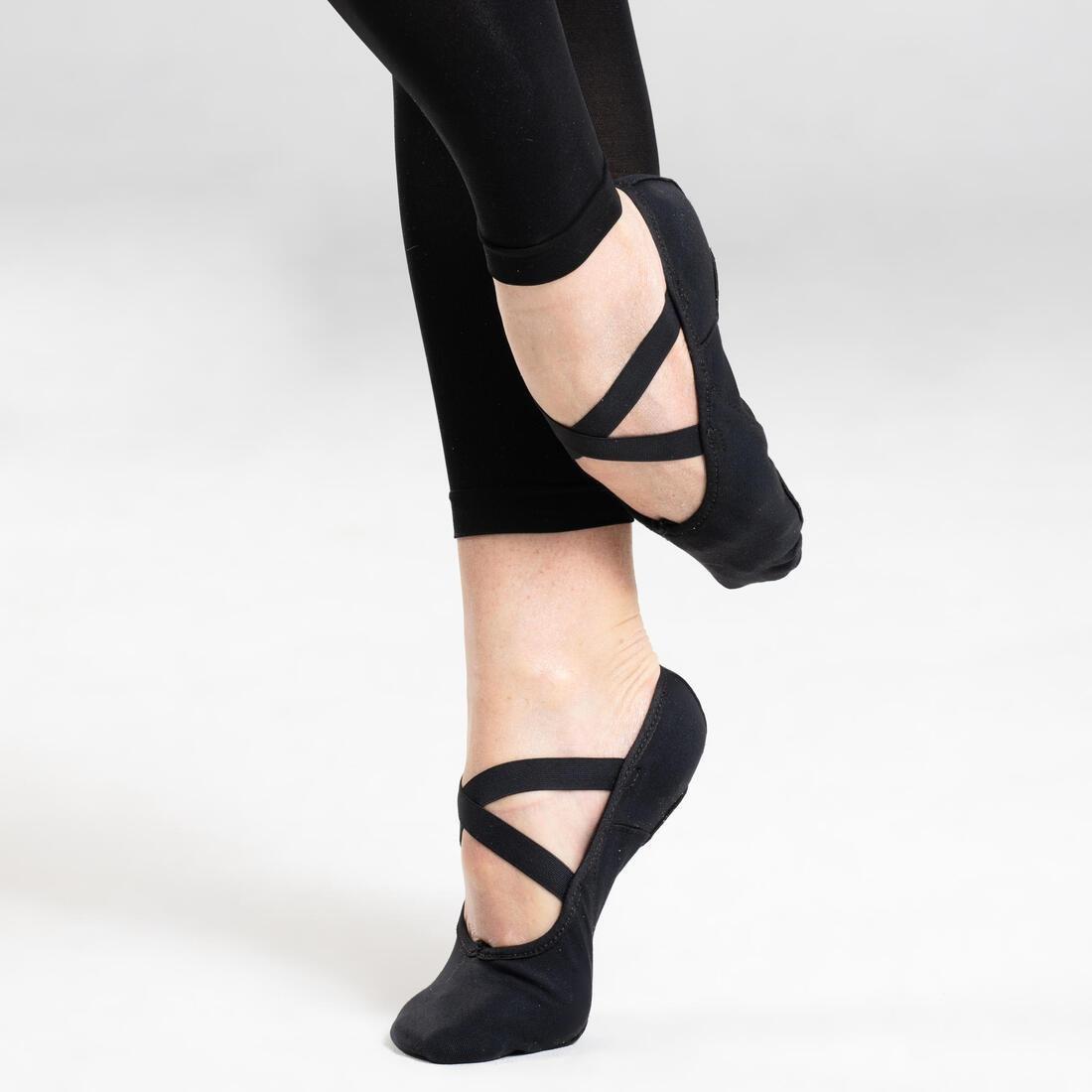 Stretch Canvas Split-Sole Demi-Pointe Ballet, Black, , large image number 3