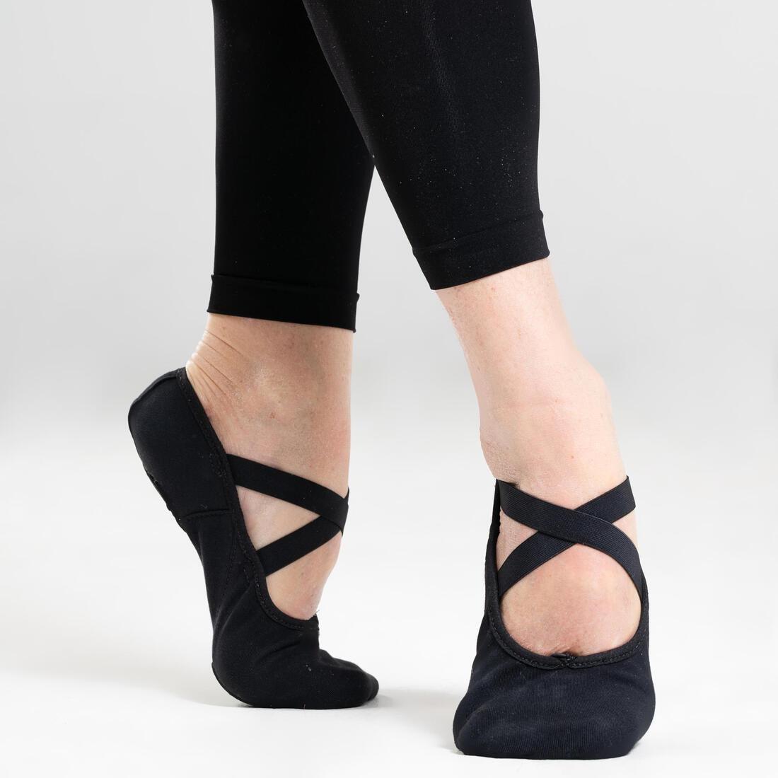 Stretch Canvas Split-Sole Demi-Pointe Ballet, Black, , large image number 4