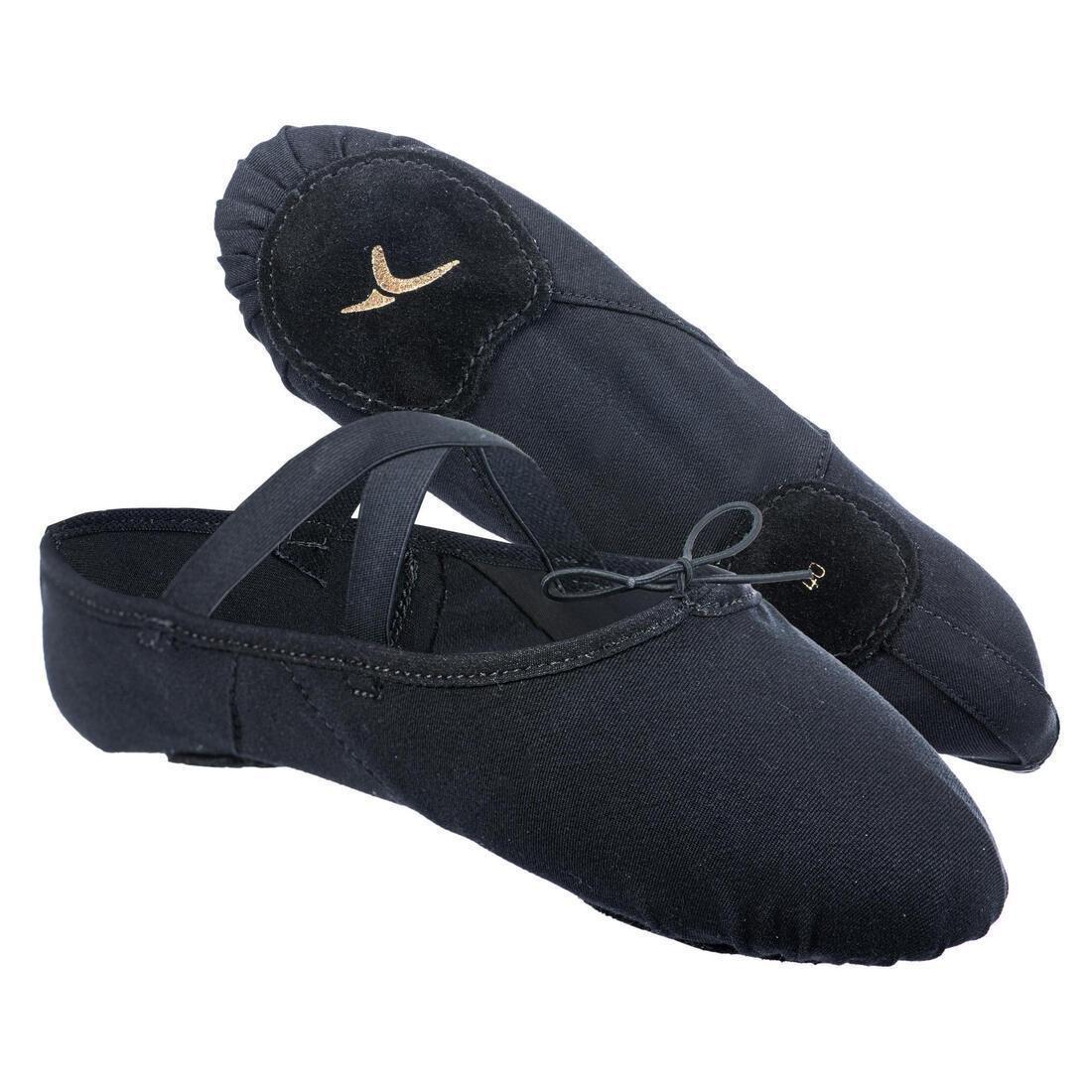 Stretch Canvas Split-Sole Demi-Pointe Ballet, Black, , large image number 5