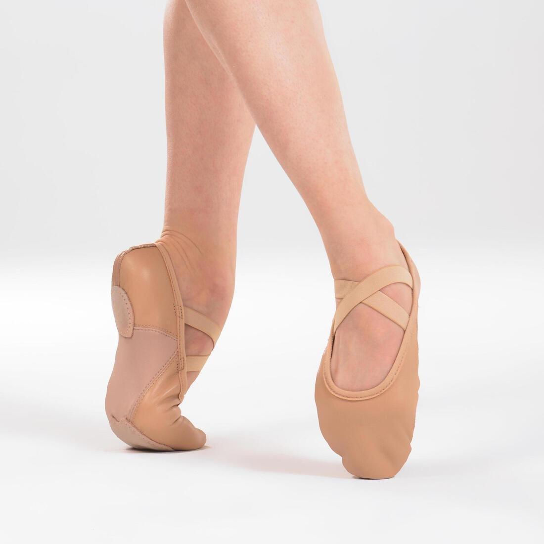 CARAMEL BEIGE Leather Split-Sole Demi-Pointe Shoes Sizes 9.5C - 8, , large image number 1