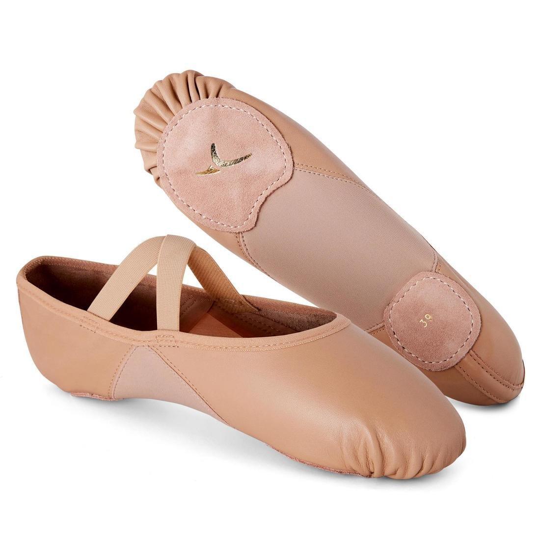 CARAMEL BEIGE Leather Split-Sole Demi-Pointe Shoes Sizes 9.5C - 8, No Color, large image number 5