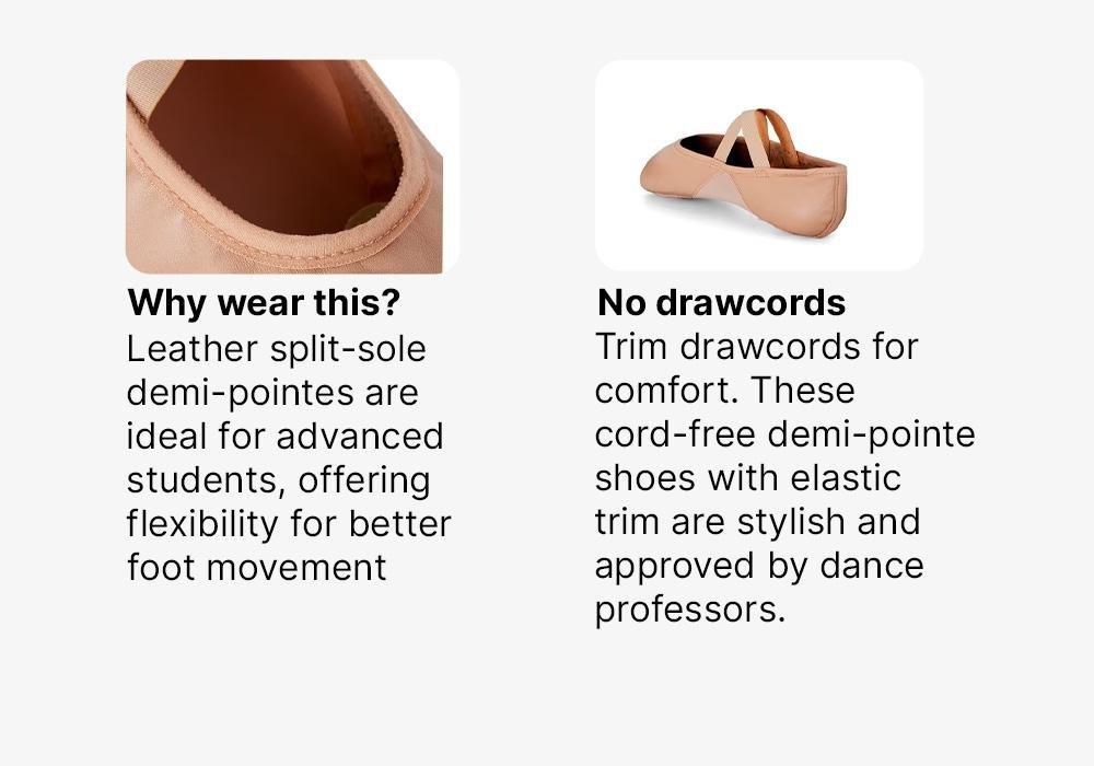 CARAMEL BEIGE Leather Split-Sole Demi-Pointe Shoes Sizes 9.5C - 8, , large image number 12