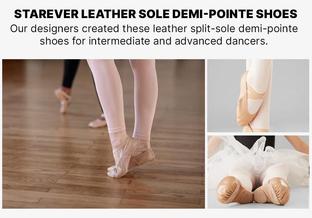 CARAMEL BEIGE Leather Split-Sole Demi-Pointe Shoes Sizes 9.5C - 8, , large image number 13