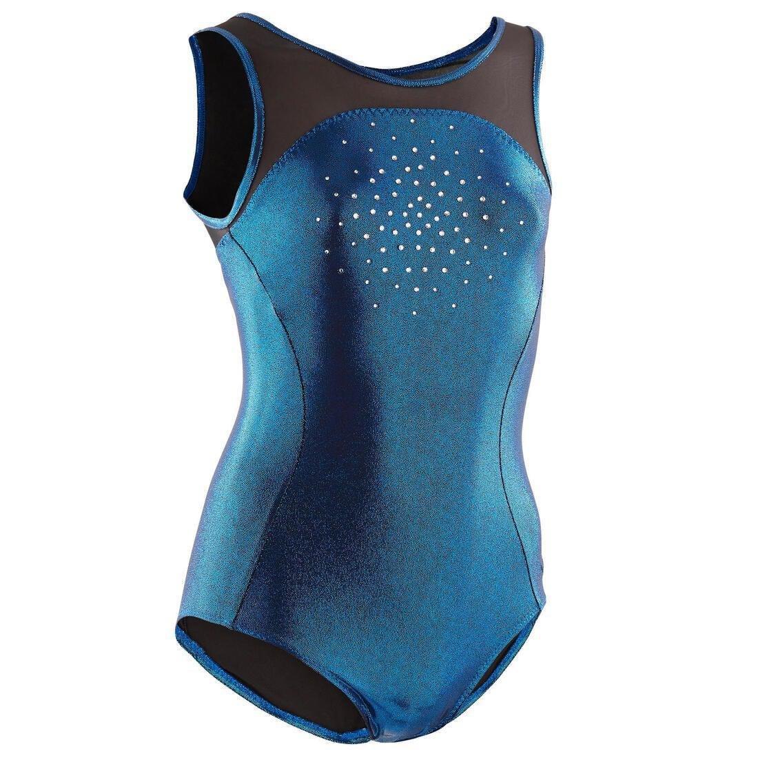 900Girls Artistic Gymnastics Sleeveless Leotard, Blue, No Color, large image number 0