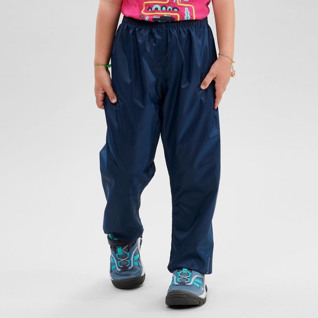 NAVY BLUE Kids' Waterproof Hiking Over Trousers - MH100 Aged 2-6 - Navy Blue, , large image number 1