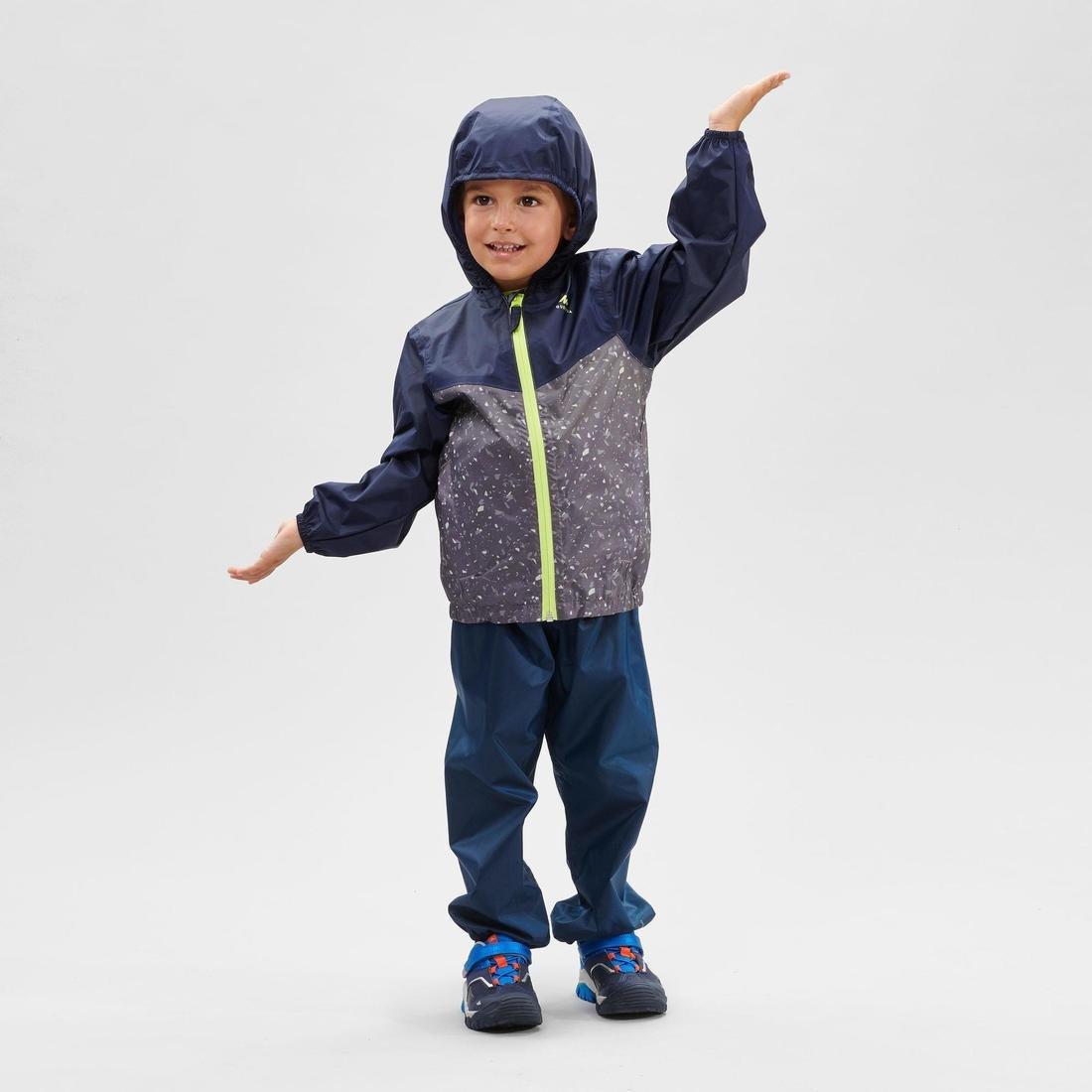 NAVY BLUE Kids' Waterproof Hiking Over Trousers - MH100 Aged 2-6 - Navy Blue, , large image number 3